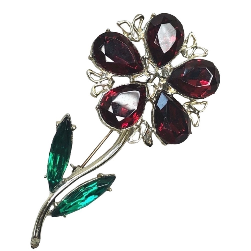 Vintage Dodds Large Rhinestone Statement Flower Pin
